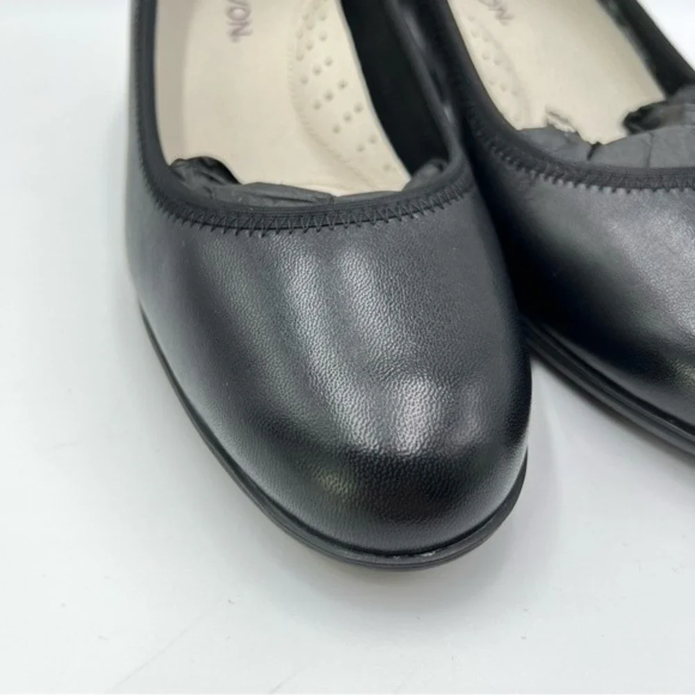 6 2E  EXTRA WIDE Aravon Women's Classic Career Dress‎ Black Leather Pumps Heels